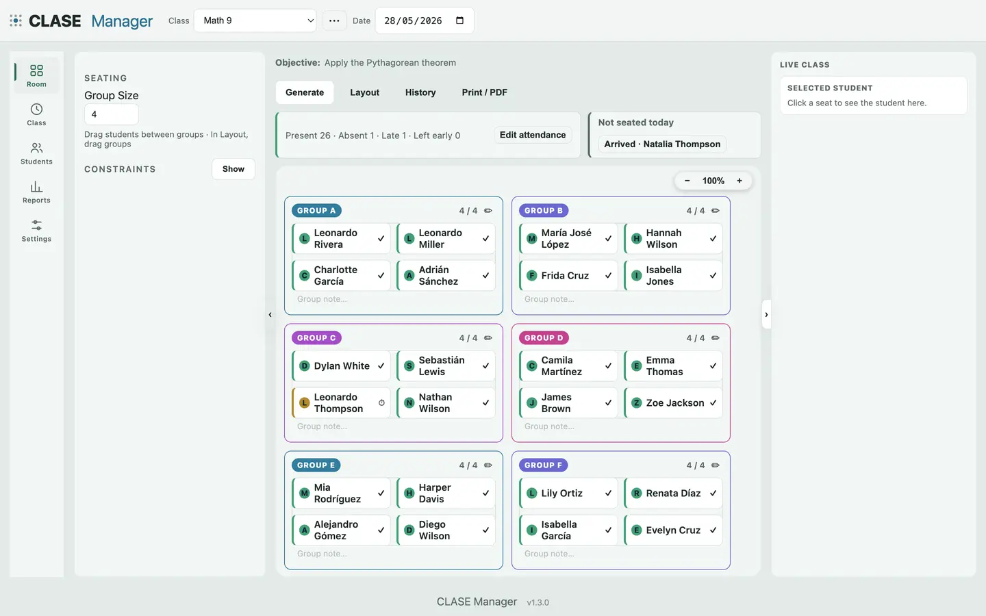 CLASE Manager in the Horizon theme: light neutral with eucalyptus