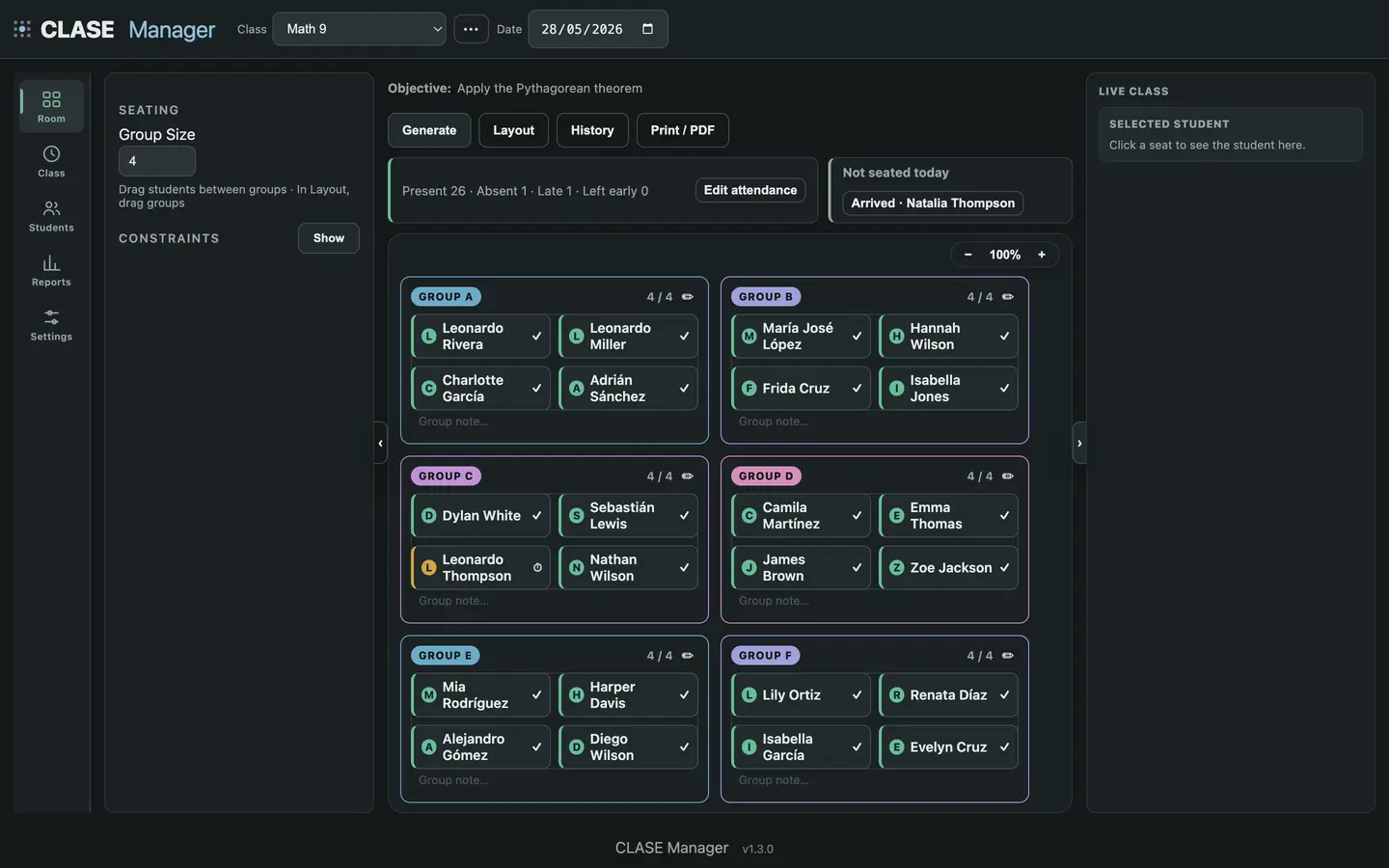 CLASE Manager in the Horizon Night theme: the same theme in the dark