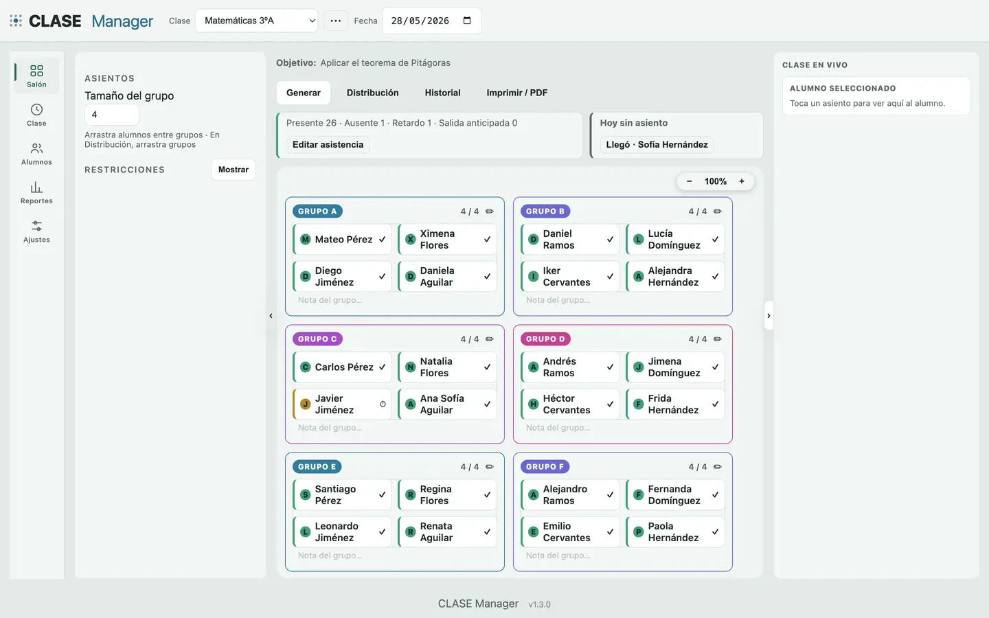CLASE Manager con el tema Horizonte: neutro claro con eucalipto